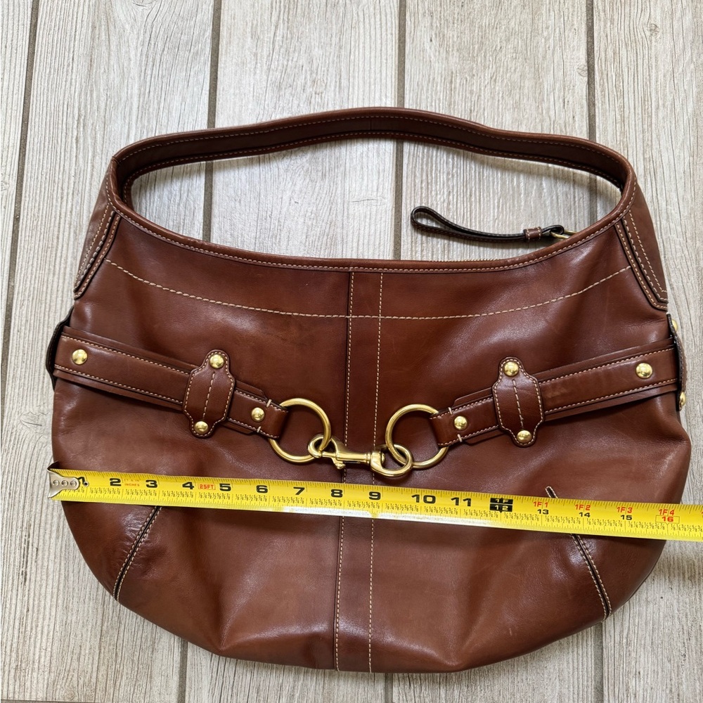 Coach Brown Leather Hobo Bag with Gold Accents - Picture 4 of 6